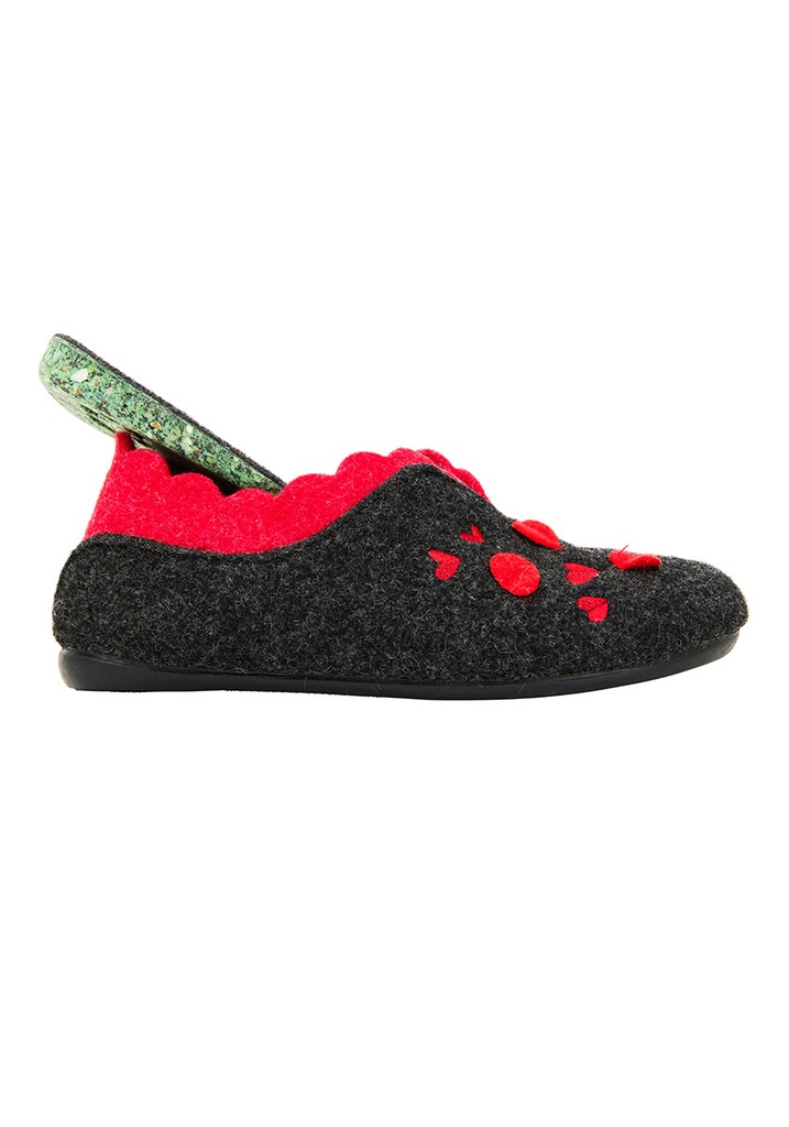 Pantoufles femme motif et feutre de laine